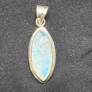 Natural Rainbow Moonstone Sterling Silver Pendant